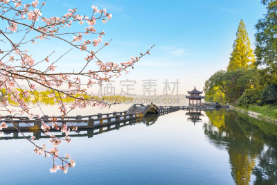 地形,建筑,杭州,西湖,自然美,户外,春天,石材,远古的,传统