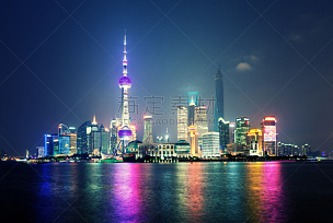 上海,夜晚,黄浦江,东方明珠塔,黄浦区,外滩,滨水,塔,市区,河流
