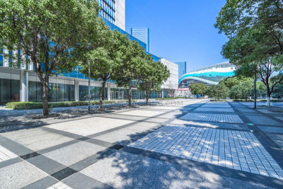 外立面,现代,空的,人行道,建筑,空中走廊,行人,广场,办公室,天空