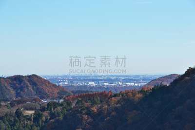 摄像机拍摄角度,水坝,远距离,水平画幅,秋天,山,无人,摩天大楼,日本,风景
