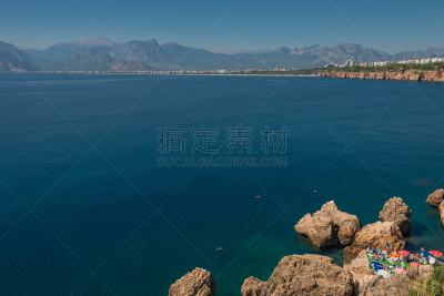 海滩,安塔利亚省,地中海,风景,土耳其,地中海土耳其,度假胜地,水平画幅,无人,海港