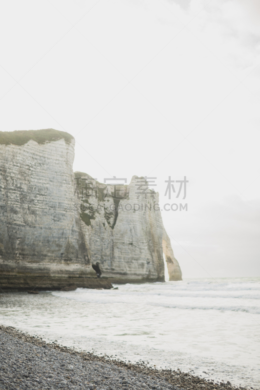 诺曼底埃特塔尔海滩,曼彻,风景,名声,雪花石膏,自然,垂直画幅,悬崖,无人,蓝色