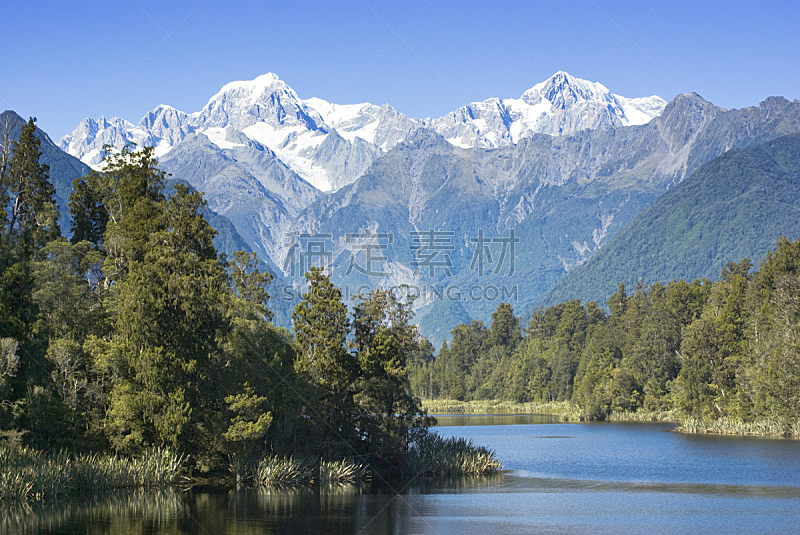 马瑟森湖,库克山,新西兰,南韦斯特兰,南阿尔卑斯山脉,天空,水平画幅,雪,无人