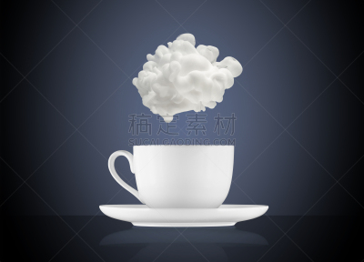 云,在上面,咖啡杯,蓝色背景,白色,慕司,奶制品,芳香的,水平画幅,形状