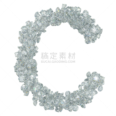 三维图形,白色背景,钻石,英文字母c,洗礼盘,分离着色,一个物体,明亮,形状,白色