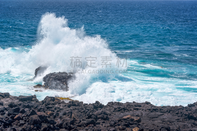 兰萨罗特岛,加那利群岛,西班牙,波浪,海岸线,timanfaya national park,熔岩,火山地形,水平画幅,无人