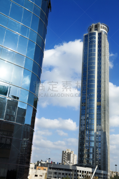 摩天大楼,办公大楼,部分,垂直画幅,天空,留白,幕墙,无人,玻璃,户外