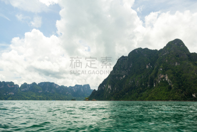 湖,泰国,山,喀斯特,网线插头,水,天空,美,水平画幅,无人