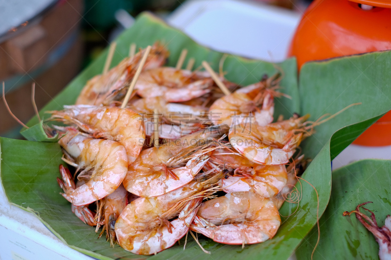 虾,格子烤肉,饮食,水平画幅,胡椒,膳食,海产,香料,挪威海蜇虾,小吃