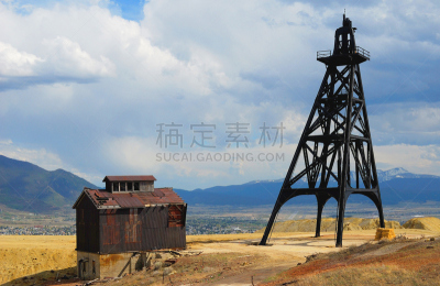 蒙大拿州,巴特,建筑结构,绞架,天空,轴座,水平画幅,地形,无人,蓝色