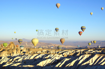 卡帕多奇亚,热气球,热,在上面,半空中,风,水平画幅,夏天,篮子,运动