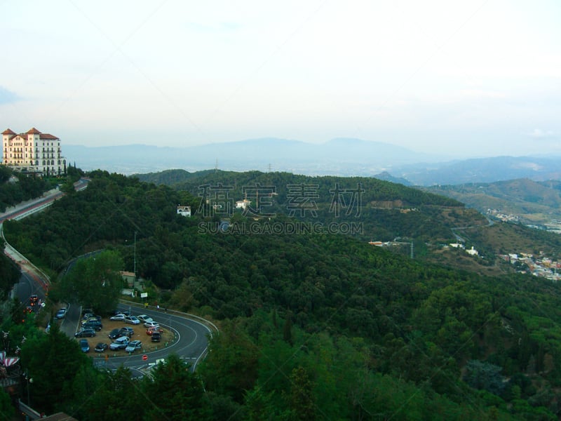 提维达波山,巴塞罗那,在上面,阿格巴塔,屋顶花园,圣家族教堂,安东尼奥·高迪,地中海,院子,户外