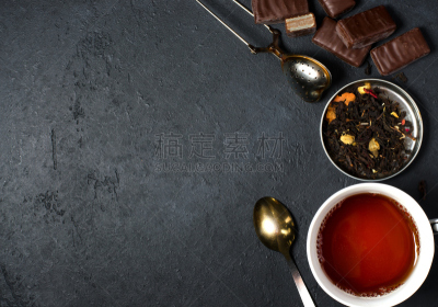 巧克力,背景,汤匙,留白,黑色,红茶,滤茶器,金属,平铺,草本