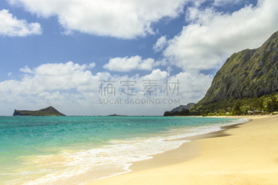 威马那娜,海滩,瓦胡岛,水,天空,瓦伊马那洛海滩,水平画幅,沙子,无人,户外