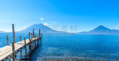 巴纳哈契,风景,危地马拉,码头,地形,木制,火山,苏格兰高地,圣彼得阿塔卡马,背景