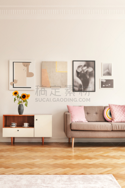 软垫,沙发,向日葵,公寓,粉色,室内,柜子,摄影,写实