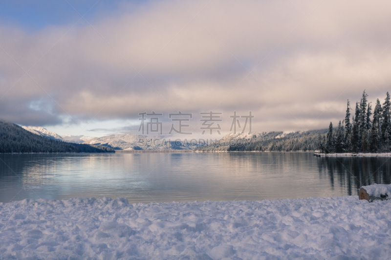 冬天,地形,水,自然,华盛顿州,风景,云,图像,霜,雪