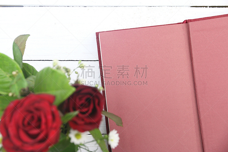 木制,玫瑰,日记,红色,白色,背景,美,留白,式样,水平画幅