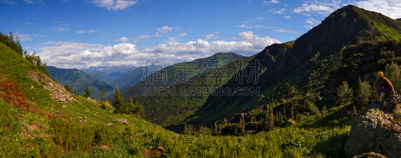 山,绿色,国内著名景点,西伯利亚,极限运动,云,草,背景,针叶树,2015年