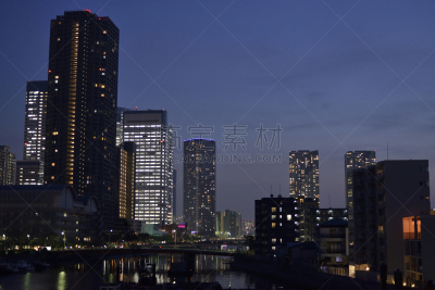 黄昏,城市,月岛,晴美区,银座,river sumida,中央区,城市扩张,曙暮光,摩天大楼