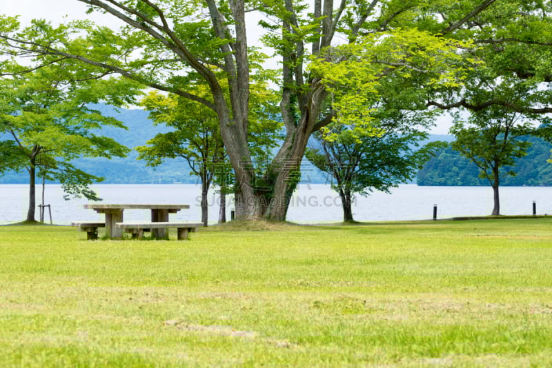避暑圣地,图像,北海道,里山,度假胜地,水平画幅,无人,草坪,夏天,户外