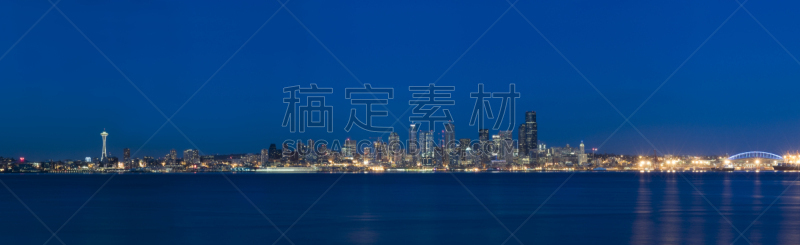 西雅图,全景,城市天际线,黄昏,西雅图市政大厦,华盛顿共同大楼,克利夫兰,美国银行大厦,哥伦比亚中心,西雅图中心
