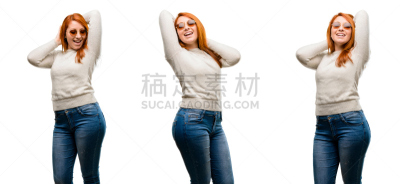 女人,幸福,信心,青年人,红发人,自然美,巨大的,自然,微笑,笑
