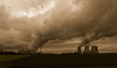 云,能源,褐煤,发电站,浓烟,戏剧性的天空,发射星云,开挖矿山,冷却塔,二氧化碳