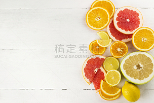 柑橘属,木制,多样,背景,白色,葡萄柚,切片食物,水果,桌子,自然