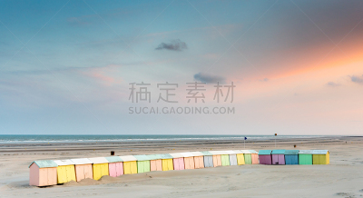 小木屋,海滩,色彩鲜艳,浴盆,不确定,水平画幅,沙子,无人,早晨,夏天