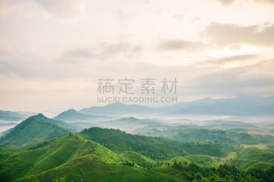 雾,山脉,在下面,天空,水平画幅,山,无人,早晨,夏天,户外
