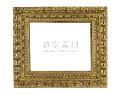 黄金,古董,古典式,白色背景,空的,相框,金叶,留白,水平画幅,木制
