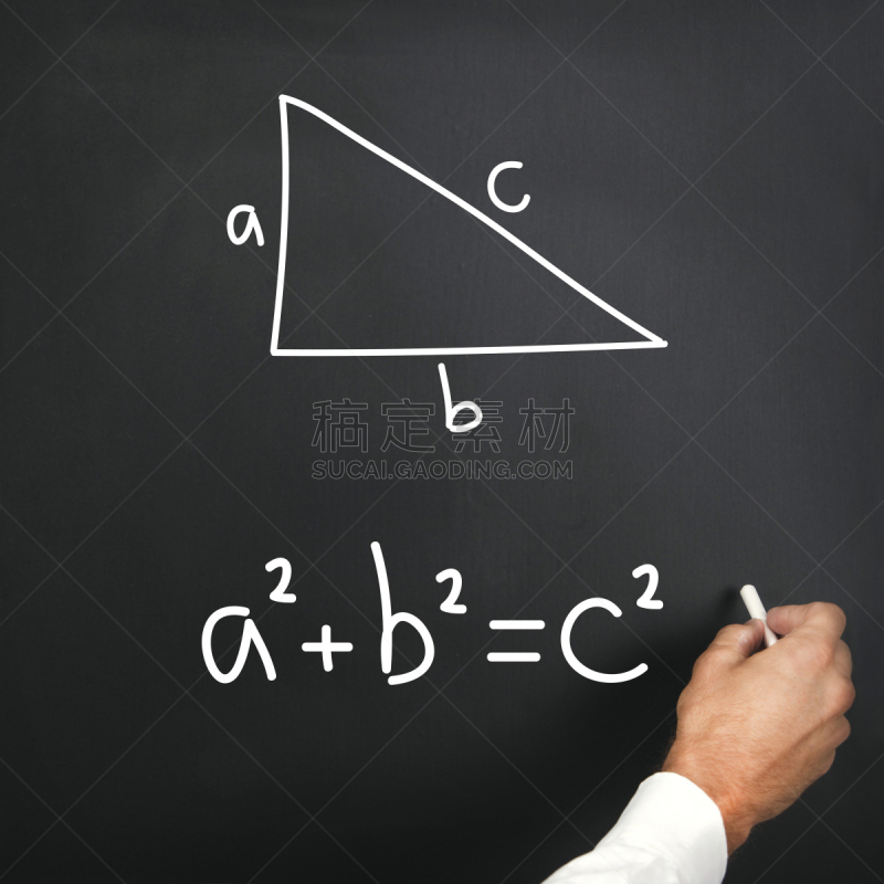 黑板,毕达哥拉斯,公式,粉笔画,几何形状,数学,白人,特写,男性,仅成年人
