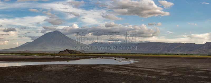仑盖火山,水,天空,水平画幅,地形,无人,全景,非洲,坦桑尼亚,黄昏