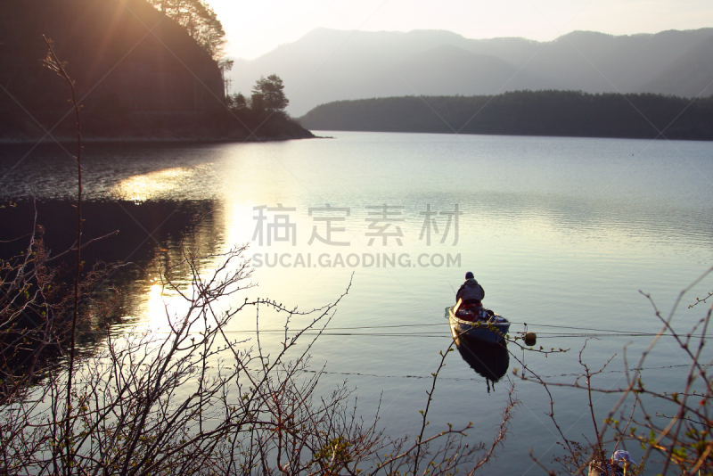 saiko lake,富士山,渔夫,黎明,日本,风景,山,自然,自然美,钓鱼