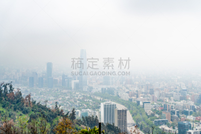 圣地亚哥德古巴,城市天际线,智利,特拉华,圣克里斯托瓦尔,公园,现代,色彩饱和,户外