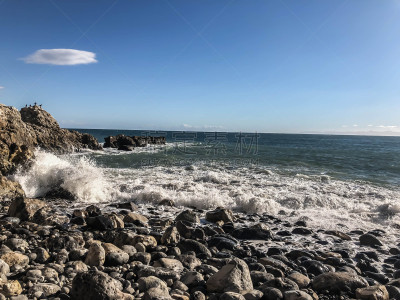 海岸线,岩石,海滩,兰乔帕洛斯维第斯,海湾,云景,云,加利福尼亚,海浪,水湾