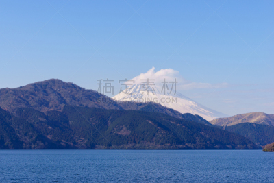 箱根园,富士山,日本,芦之湖,箱根湿地植物园,富士箱根伊豆国立公园,鸟居,神殿,雪,船
