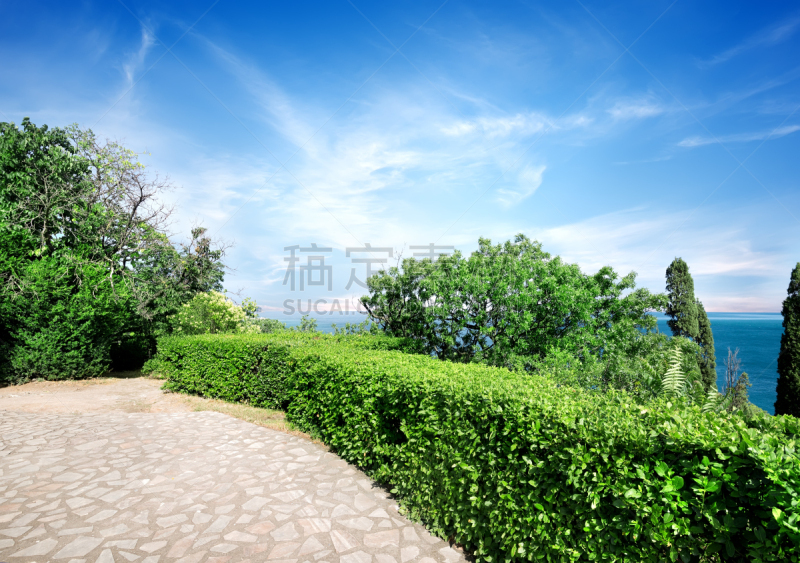 公园,夏天,桨叉架船,水,天空,美,水平画幅,克里米亚,墙,户外