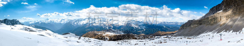 摩德纳迪坎皮格里奥,意大利,滑雪场,阿尔卑斯山脉,宽的,全景,超声波,天空,雪,滑雪坡