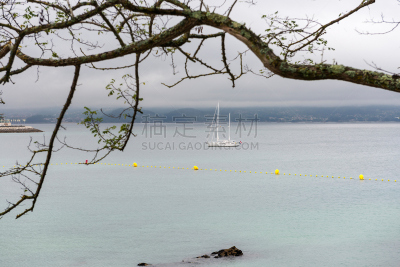 海滩,加利西亚,西班牙,水,美,水平画幅,无人,海港,大西洋,波多诺伏