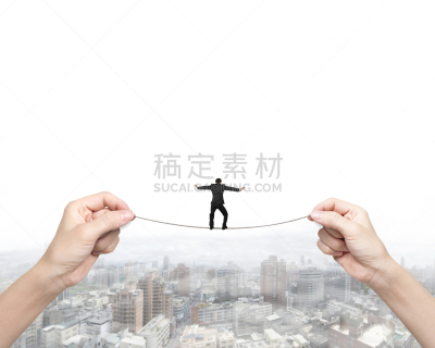 男商人,手,拿着,钢丝,平衡,女人,两个人,水平画幅,努力,户外