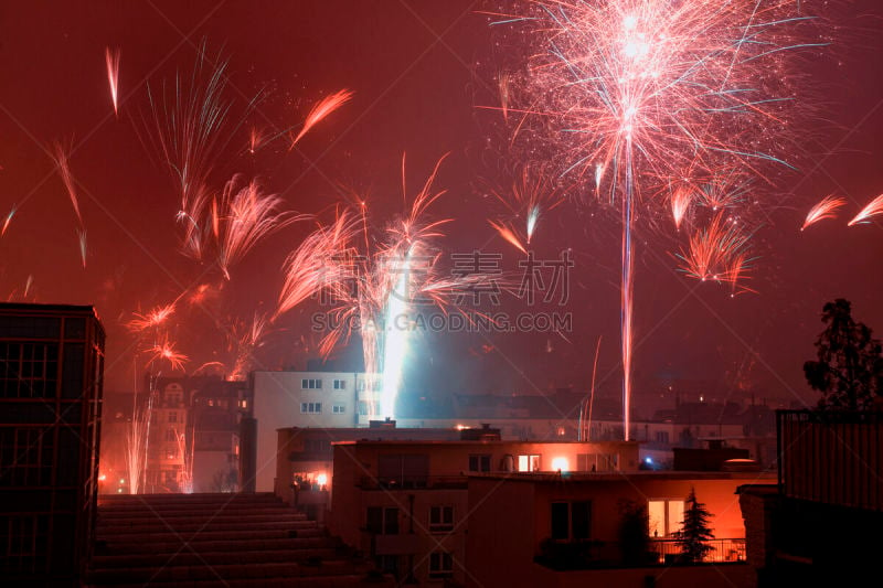 焰火,科隆,天空,新的,水平画幅,云,夜晚,无人,新年,生日