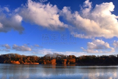 秋天,水,天空,水平画幅,地形,无人,蓝色,户外,湖,史云顿
