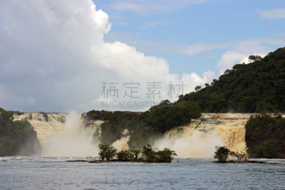 canaima,水,公园,水平画幅,瀑布,无人,户外,航拍视角,委内瑞拉