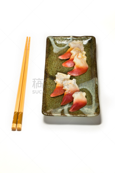 蛤蚌,赤贝寿司,垂直画幅,饮食,无人,开胃品,小吃,陶瓷制品,盘子,彩色图片