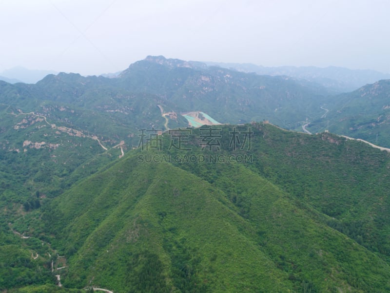 航拍视角,中国,淮北,绿山国家森林公园,天空,美,水平画幅,山,无人,夏天