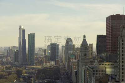 芝加哥市,春天,市区,早晨,水,天空,水平画幅,云,工作场所,无人