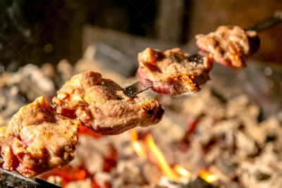羊肉串,煤,烤的,红色,炊具,在上面,格子烤肉,水平画幅,烧烤,烹调