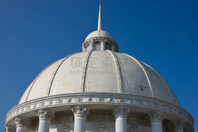天空,古典风格,蓝色,建筑外部,圆形,水平画幅,墙,古老的,巴洛克风格